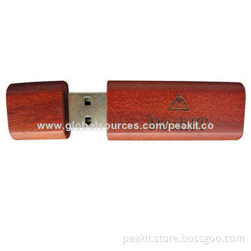 Red wood USB flash drive